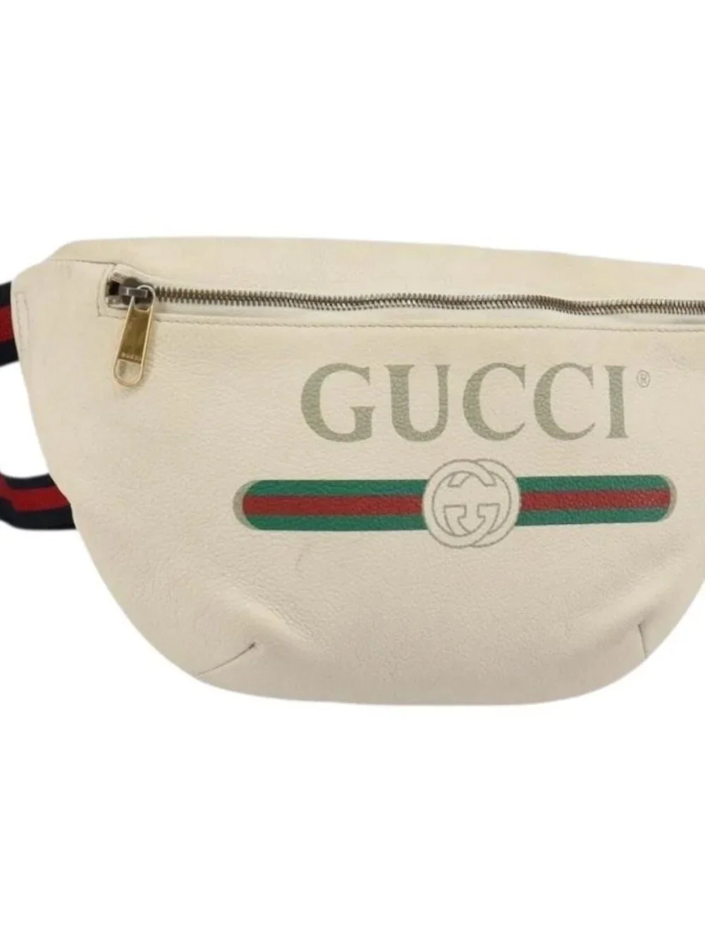 GUCCI Sherry Line Waist bag Leather Red White 493869 Auth